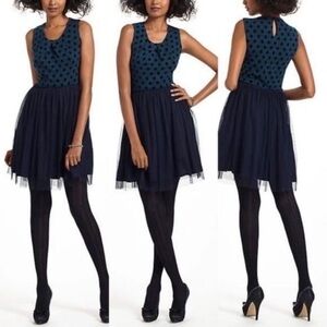 Anthropologie Weston Wear Sasonager Polka Dot & Tulle - Blue Black - Medium